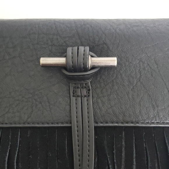 Simply Noelle Leather Fringed Shoulder Bag Black Conceal Weapon Pouch Boho Chic - Picture 13 of 15